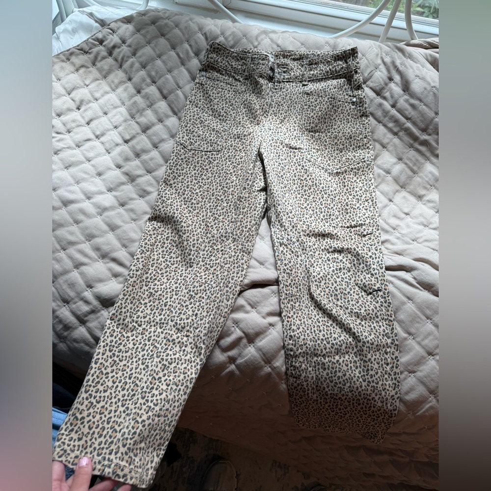 Pilcro Leopard Print Straight Leg Jeans